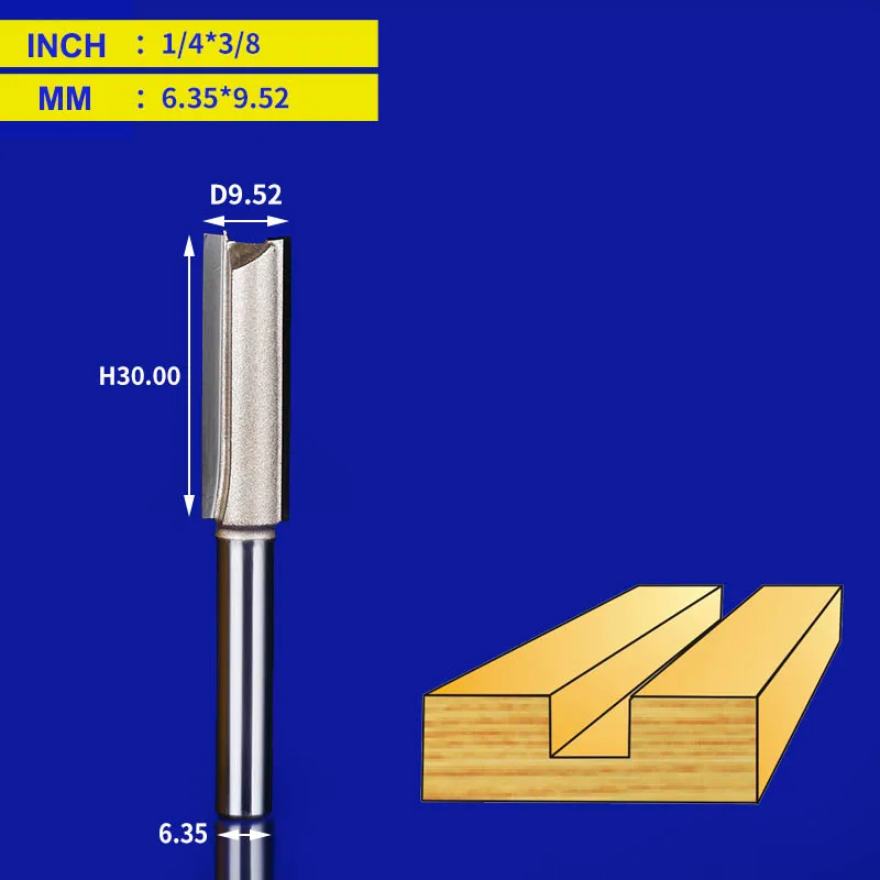 Tideway прямые фрезы 1/2 1/4 хвостовик двойная флейта окуня Фрезы Твердосплавные наконечники Деревообработка обрезки долбежный инструмент - Длина режущей кромки: Z00106
