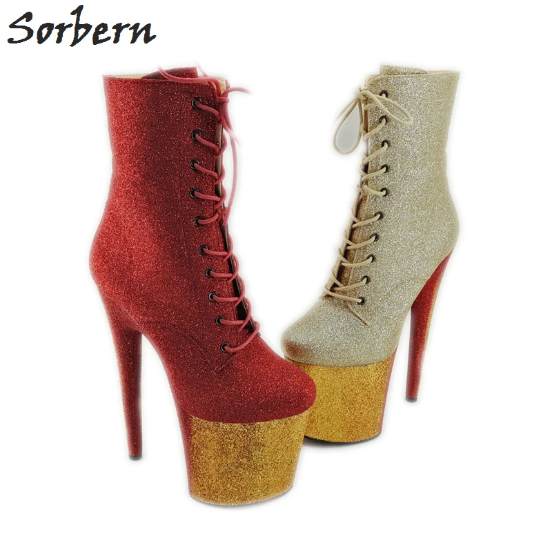 

Sorbern Custom Glitter Colors Boots Big Size Unisex Shoe Pole Dance Heels Drop-Shipping Fall Shoes Women Boots Platform Heel
