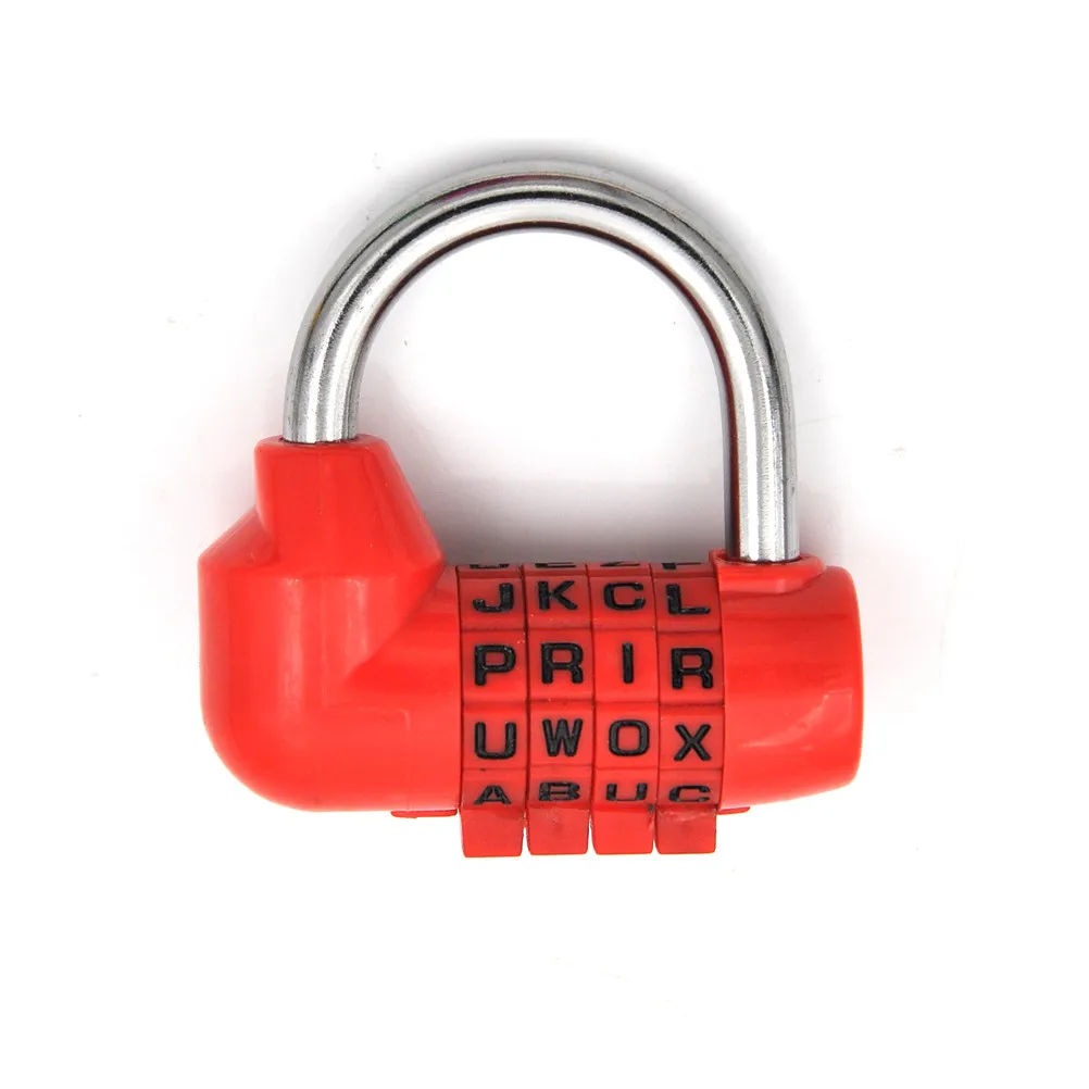 1 шт. замок безопасности 6 цветов 4 набора замки для багажа цифра буквы комбинация путешествия кодовый защитный замок дневник пароль замок - Цвет: red