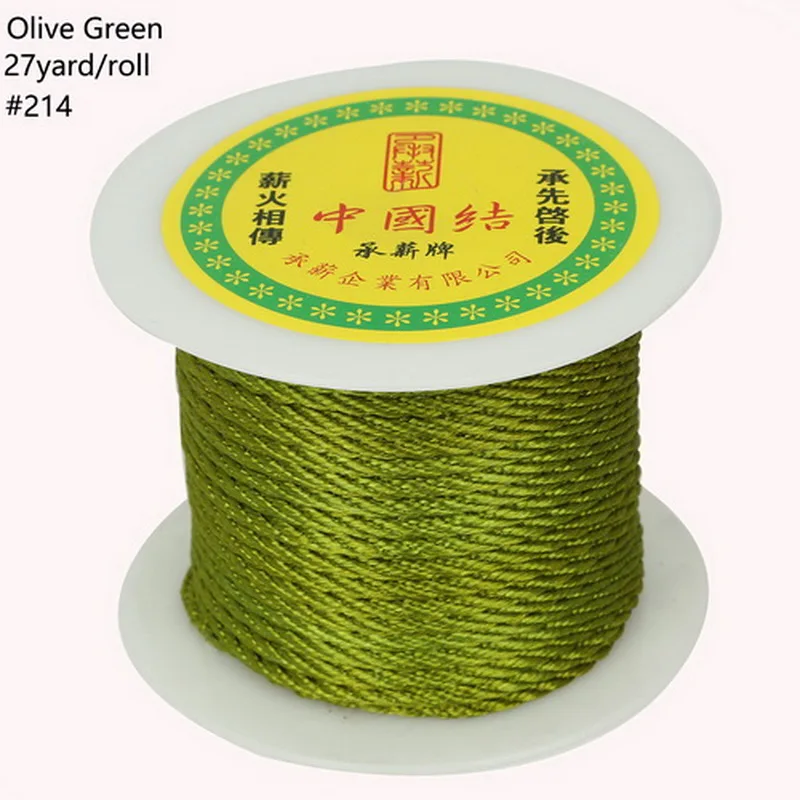 3 мм 27 ярдов/рулон нейлоновые шнуры китайский узел шнуры шелковистые бисероплетенные нити для изготовления украшений ожерелья DIY ремесло - Цвет: Olive green