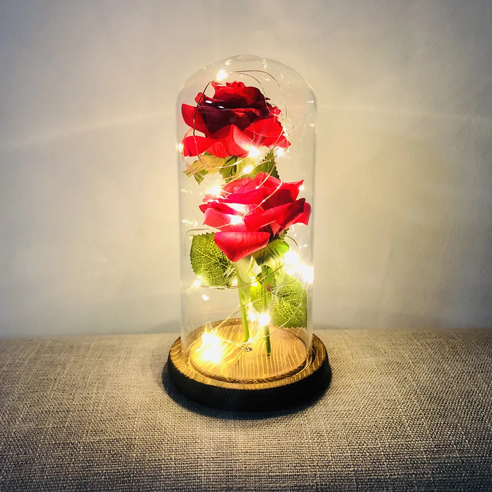 

LED Beauty Rose Battery Powered Red Flower String Light LED Rose Lamp Bottle Desk Light Romantic Night Light D25
