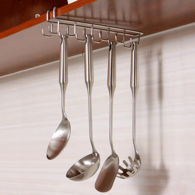 Eworld нержавеющая сталь кухонный стеллаж для хранения шкаф с подвесной полкой-крюком вешалка для посуды сундук для хранения ванной комнаты Органайзер держатель