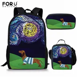 FORUDESIGNS/детская школьная сумка для мальчиков и девочек с принтом «Звездная ночь», «Собака»/«такса», школьные сумки для подростков, Детские