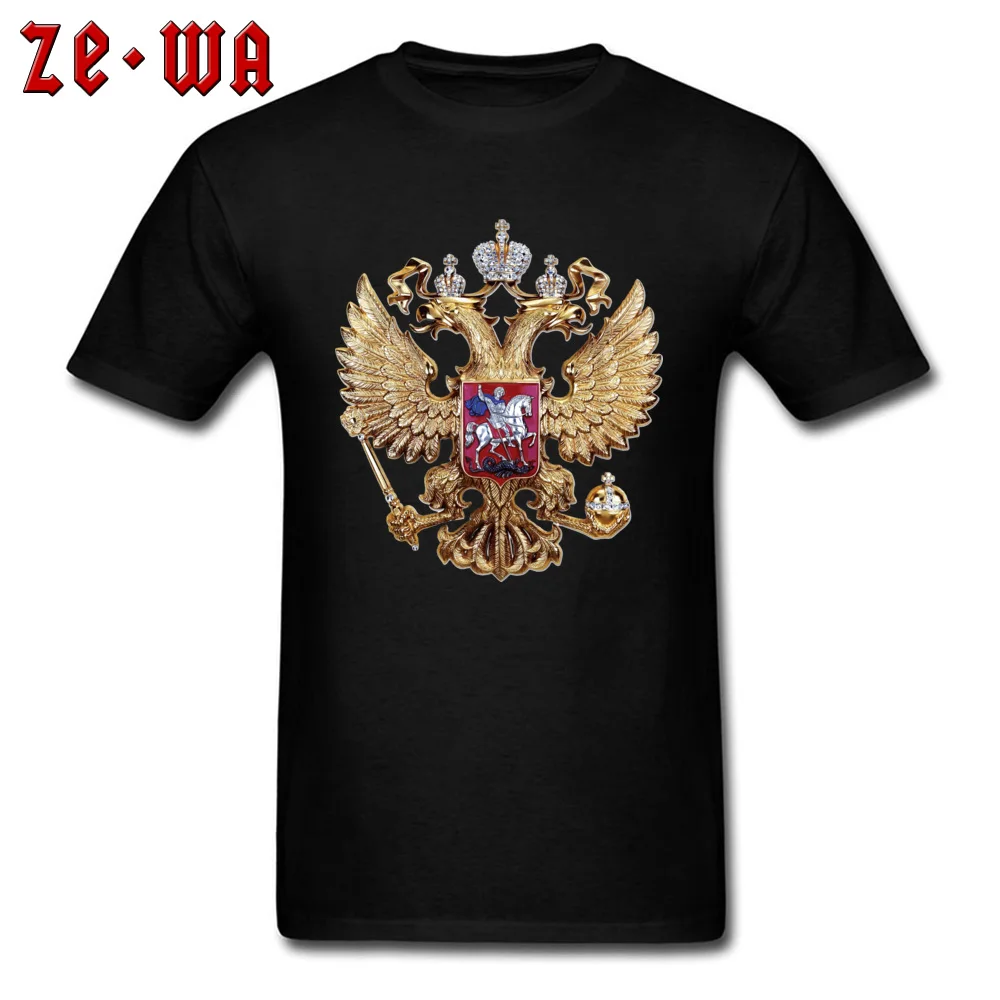 Мужская футболка в стиле панк, классическая красная футболка, хлопок, футболка, русский герб, 3D принт, крутая одежда, Топы И Футболки с круглым вырезом - Цвет: Black
