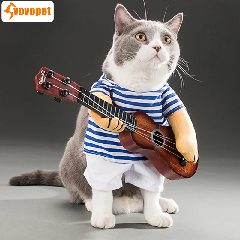 

VOVOPET Pets Cat Dog Costume Funny Cute Guitarist Dressing Up Clothes for small dogs cats Kitten puppy Party Cosplay clothing