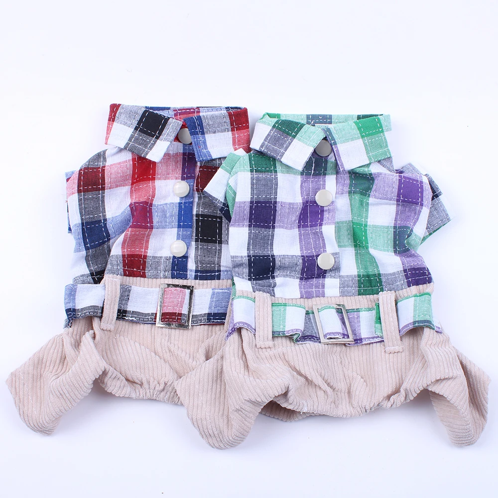 

Pet Dog Jumpsuit Pants Lattice Belt Design Cat Puppy Shirt T-Shirt Spring/Summer Clothes Appareel