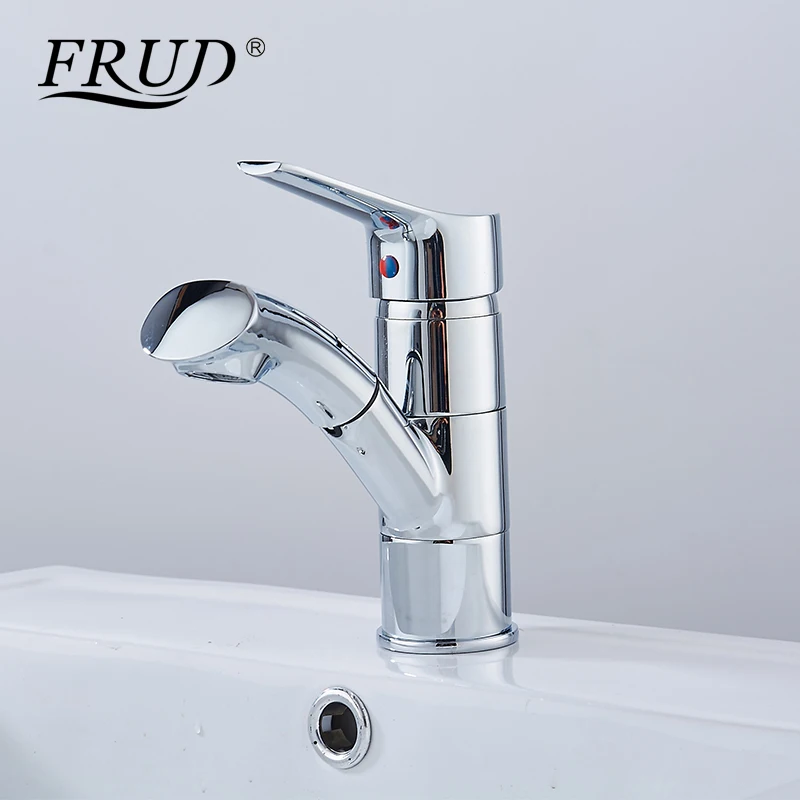 

FRUD Pull Out Basin Faucet Washing Hair and Face Single Handle Hot and Cold Water Crane Vessel Sink Mixer Rotatable Tap Y10113