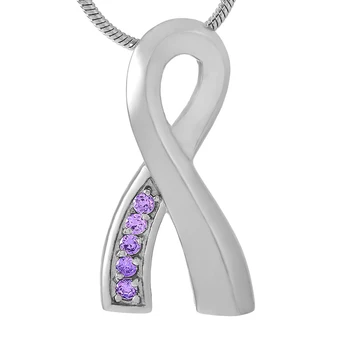 

IJD8161 Inlay Purple Stone silk ribbon Cremation Pendant For Women ,316L Stainless Steel Memorial Urn Jewelry Keepsake For Ashes