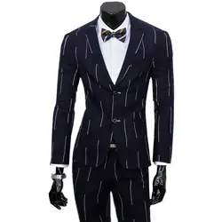 Комплект из 2 предметов Блейзер брюки/Новые Модные Для Мужчин's Повседневное бутик Бизнес личность костюм Для мужчин с двойной пряжкой
