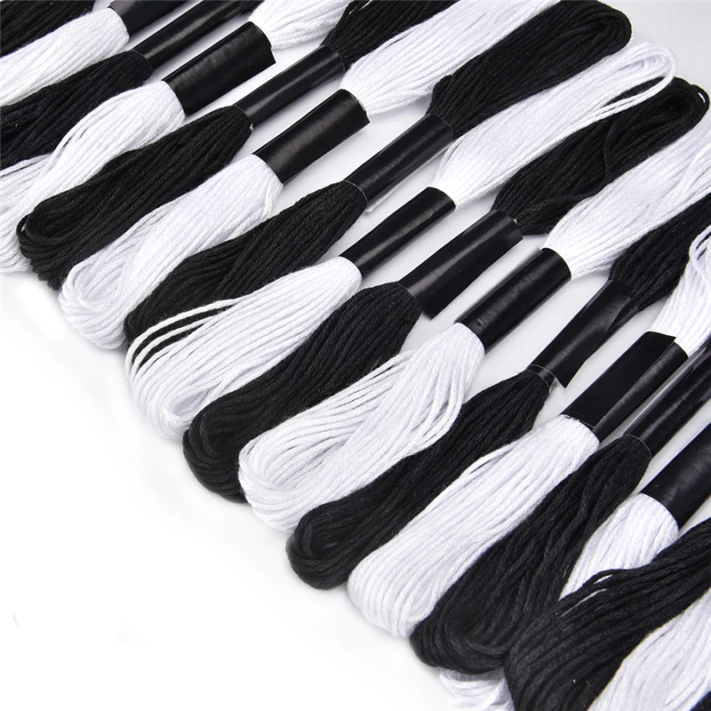 

20pcs Black and White Cross Stitch Cotton Sewing Skeins Craft Embroidery Thread Floss Kit DIY Sewing Accessories