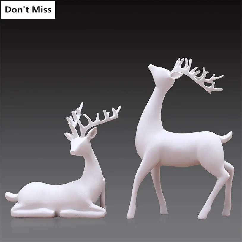 

Creative Craft A Couple of Deer Statue Wedding Gift Elk Sculpture Home Decor Accessories Ornaments Abstract Miniature Figurines