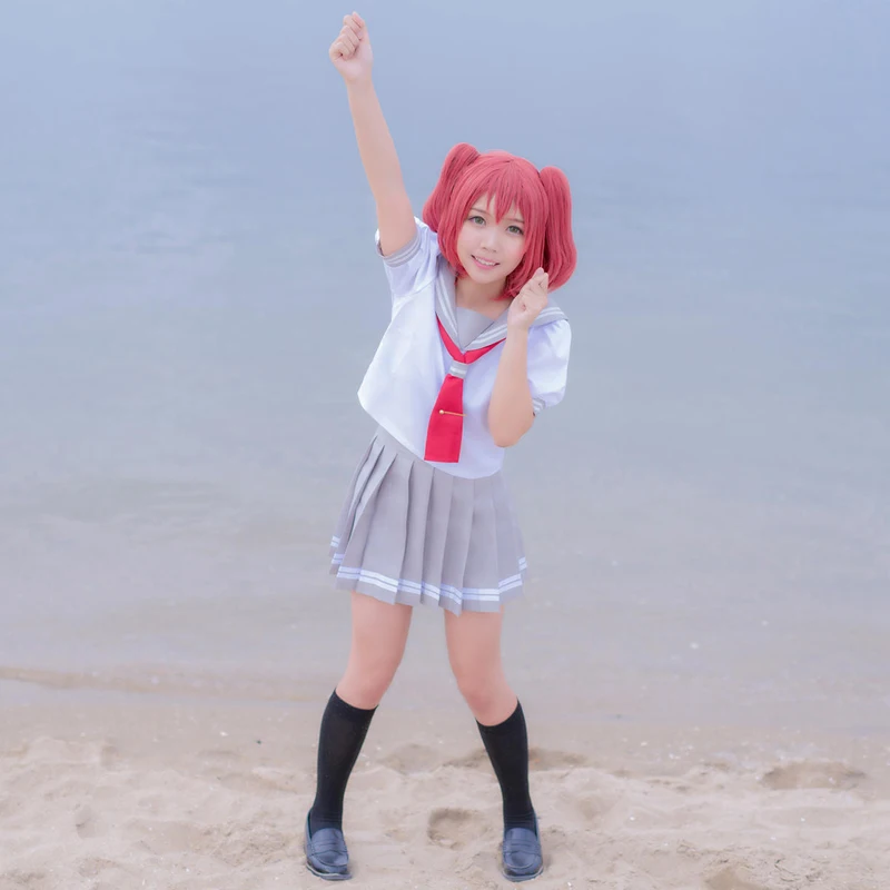 Anime Love Live! Sunshine!! Aqours Kurosawa Ruby Cute Sailor Suit