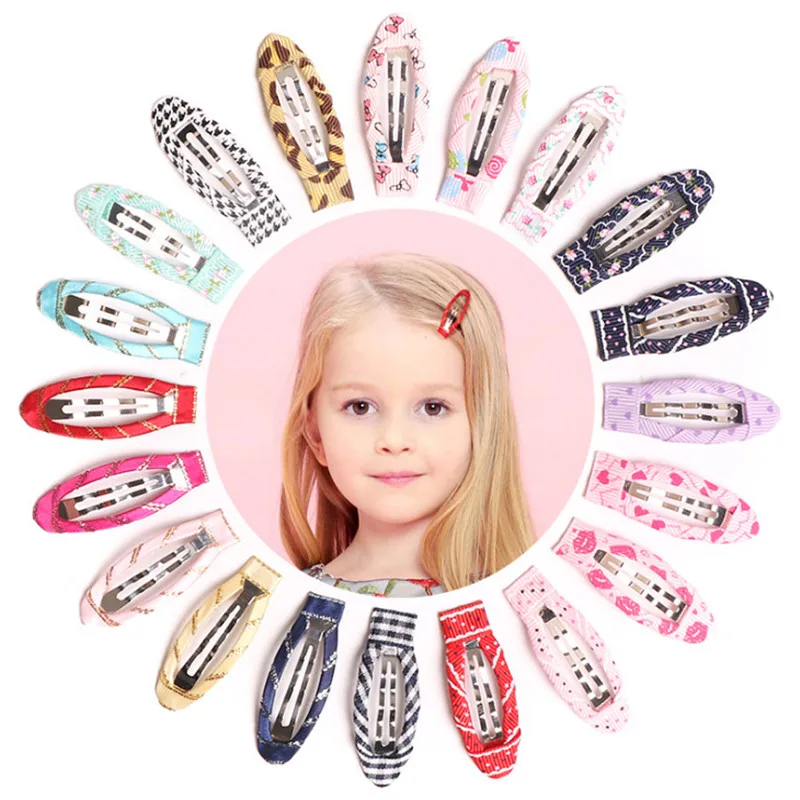 

22pcs/lot Handmade Basic Snap Hair Clip Dot Striped Floral Glitter Geometric Kid School Girls Hair Gift Barrette Cartoon Grip