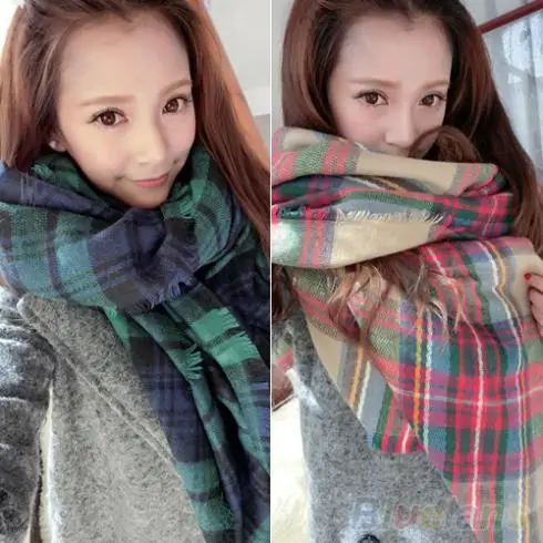 Bluelans Lady Women Blanket Oversized font b Tartan b font Scarf Shawl Plaid Cozy Checked Pashmina