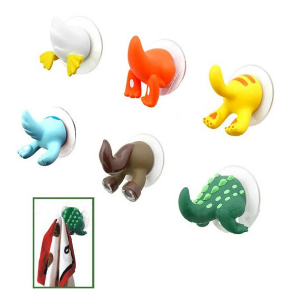 Bathroom Wall Hooks Gancho De Parede Creative Cute Cartoon Animal Tail Hook Trace Rubber Sucker Key Hanger Holder Hook 1PCS