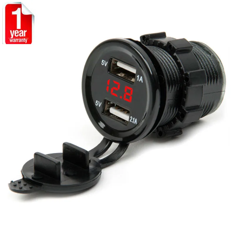 

Dual USB Car Charging Voltmeter LED Diplay style 12/24V Auto Boat Cigarette lighter for SVU automobile & motorcycle