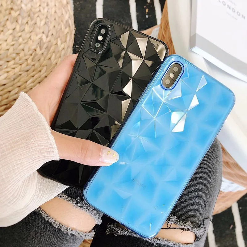

3D Diamond Rhombus Print Transparen Soft Silicone TPU Phone Case Cover For Huawei P30 P20 Mate 20 X Lite Pro Nova 3 3i 4 Capa