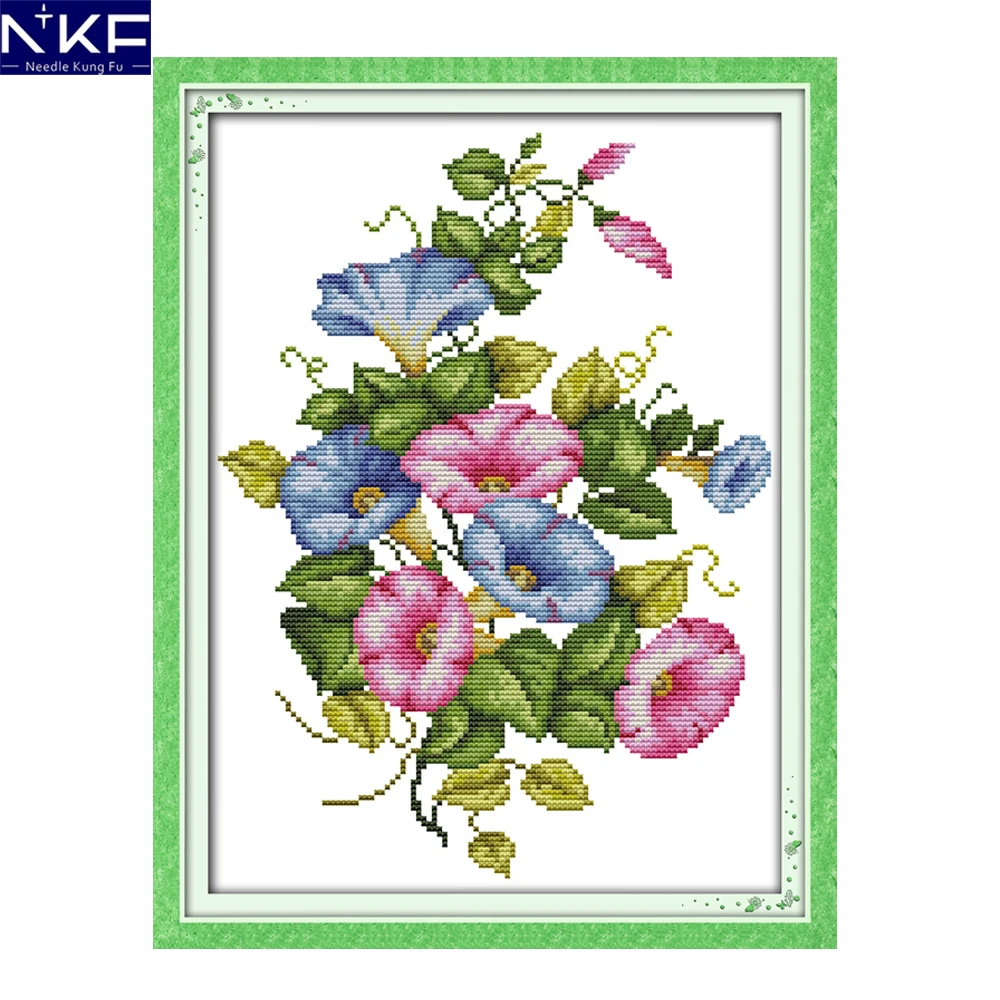 Nkf Morning Glory Flower Style Needlework Embroidery Designs Handcraft