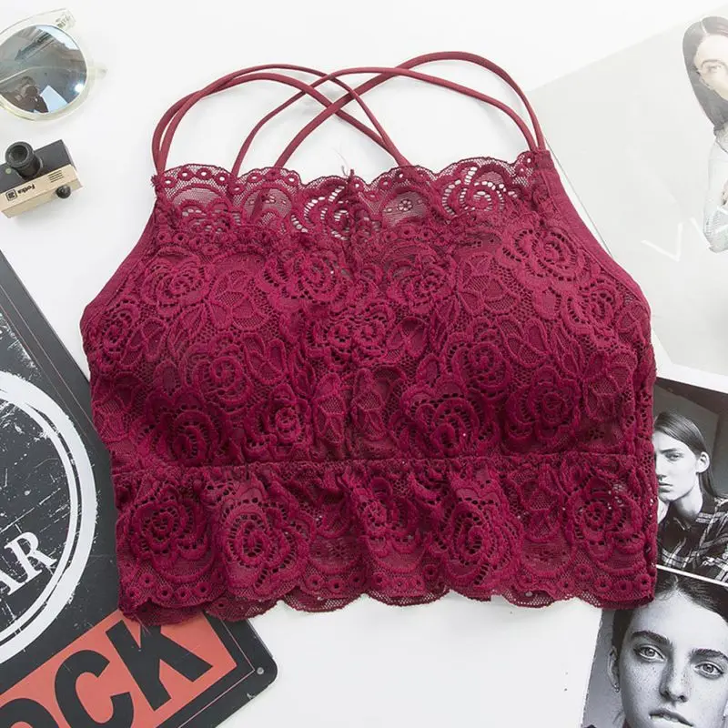 Women Sexy Tank Chest Padded Tank Tops Wearing Fitness Ladies Underwear Lace crop top in Tube