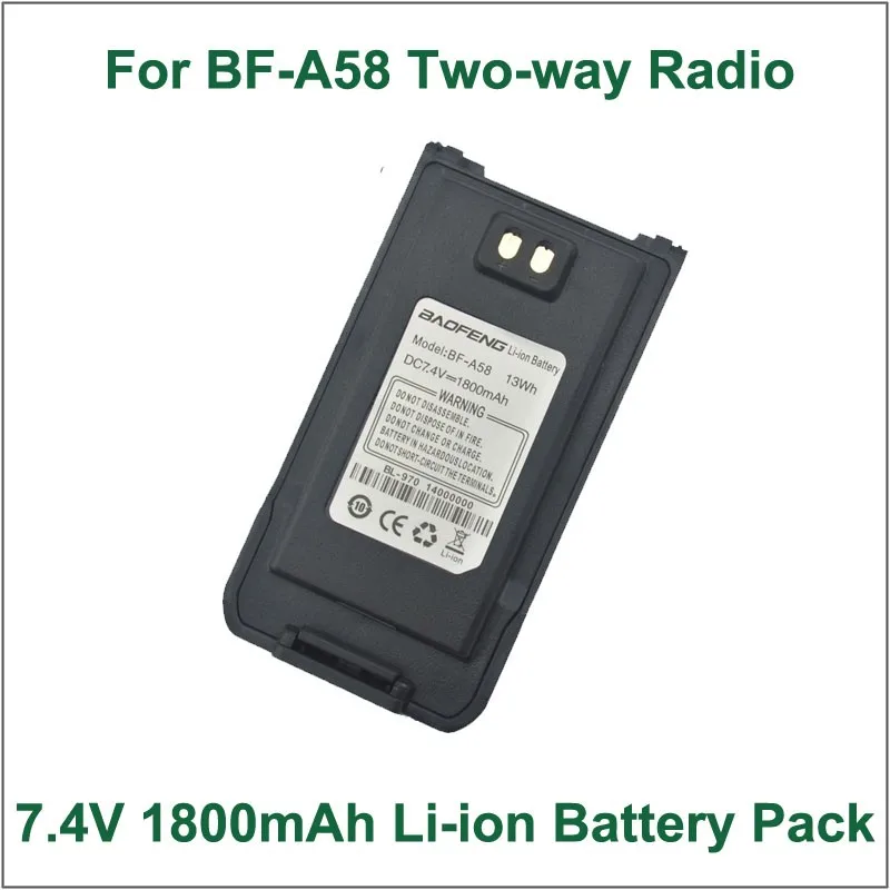 Батарея Двухканальные рации Baofeng bf-a58 DC7.2V 1800 мАч литий-ионный Батарея для Baofeng bf-a58 ip57 Водонепроницаемый Портативный двусторонней Радио
