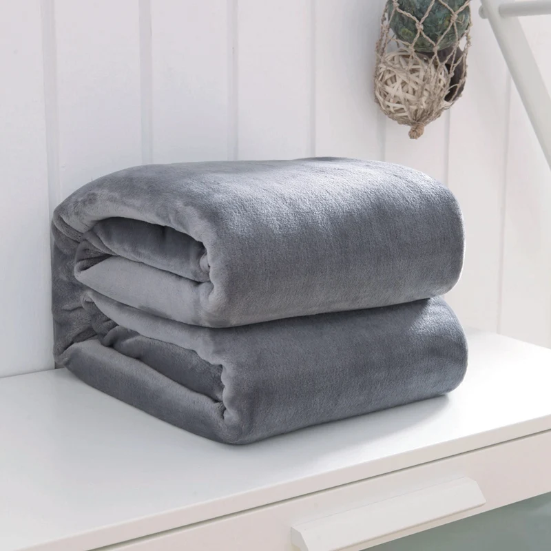 

100% Polyester Solid Color Thick Plush Blanket Throws Flannel Soft Warm Fleece Blankets For Plane/Sofa/Bedding