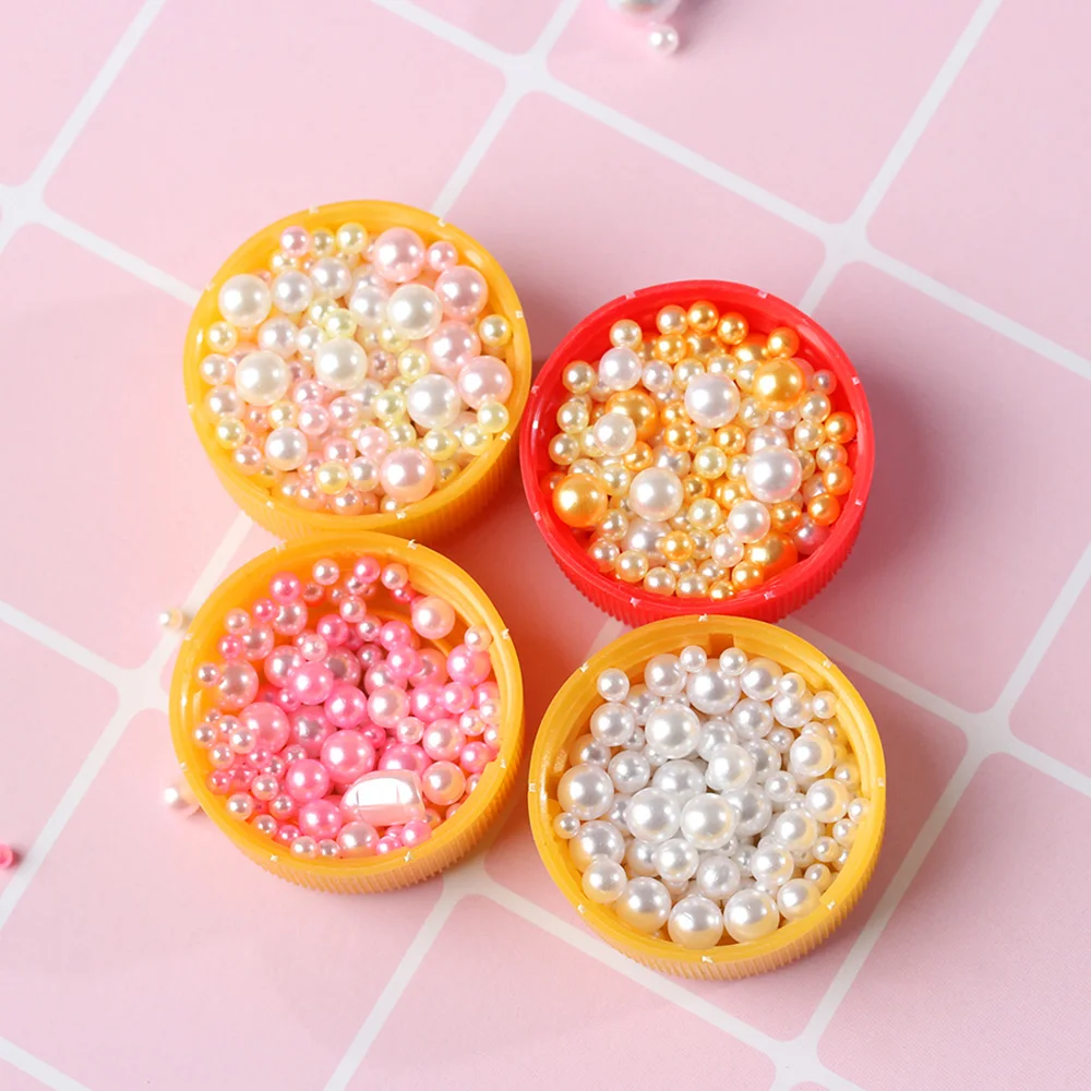 500Pcs/Bag 2.5-5mm Mix Rainbow Color Round UV Resin Imitation Pearl Beads No Hole Loose Beads DIY Jewelry Necklace Making Craft
