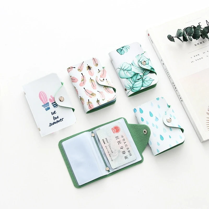 

20 Bits Credit Card Holders PU Leather Card Bag Wallet Fresh Cartoon Case Women ID Business Bus Card Bag Passport Holder