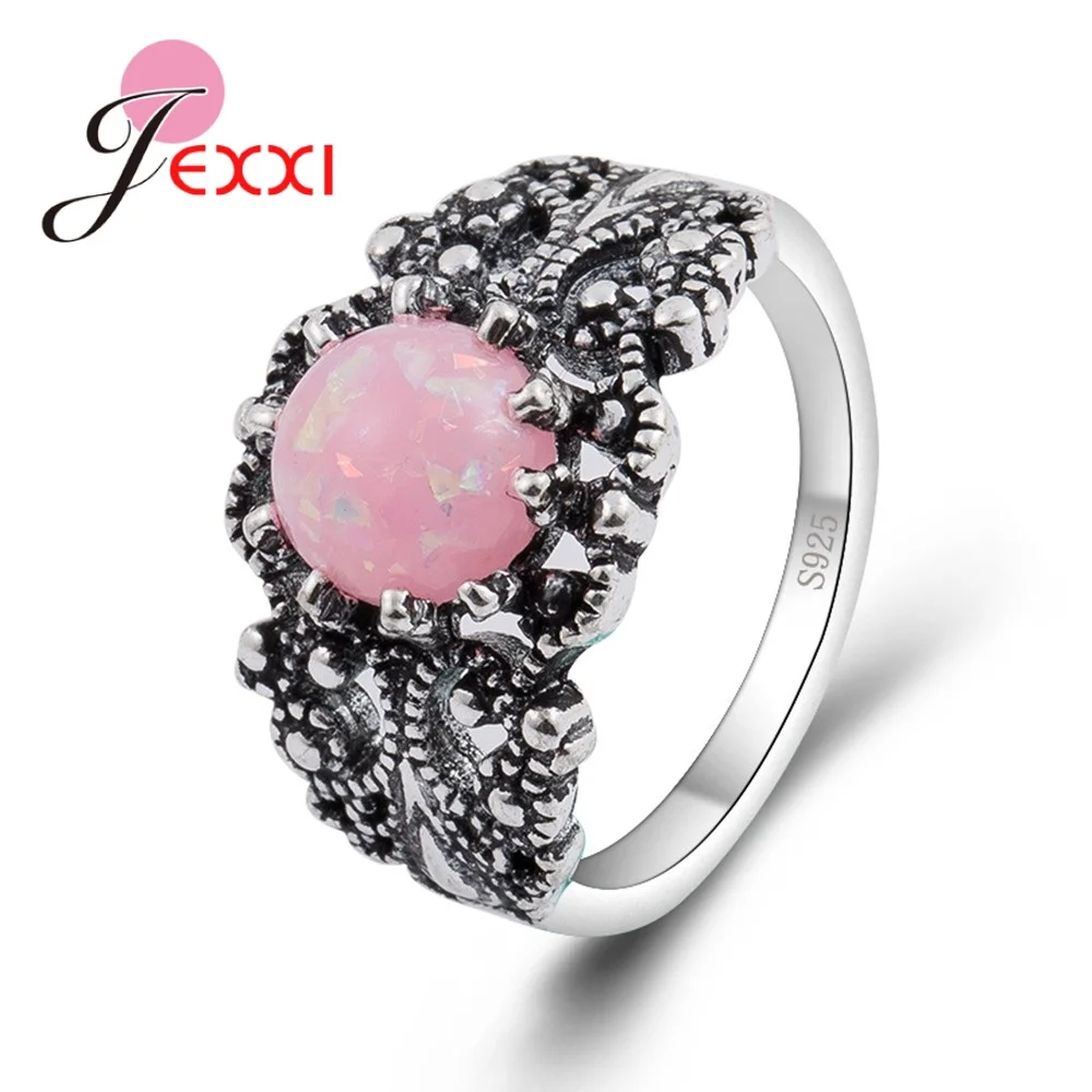 New Design Pink Fire Opal Ring For Women 925 Sterling Silver Rings Fashion Wedding Jewelry Party Gift Fine Friends | Украшения и