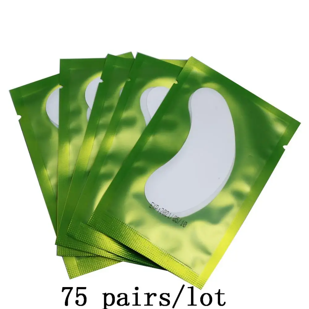 Green 75 Профессиональный, 50 шт в наборе, Для женщин Полезная насадка для ресниц наращивание ресниц маски Eyepads глаз расширений гель набор патчей 25 W/75 W/50/100/200 пар, подушечки для глаз - Цвет: Green 75
