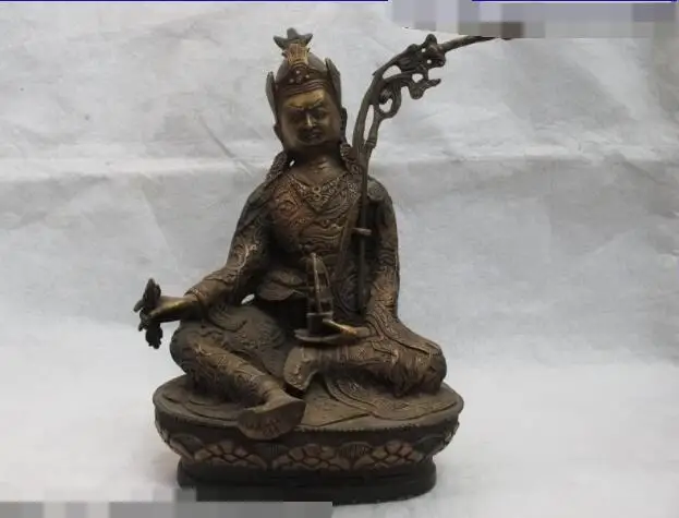 

S06319 Tibet temple Buddhism Classic Copper Bronze master Padma sambhava Buddha Statue