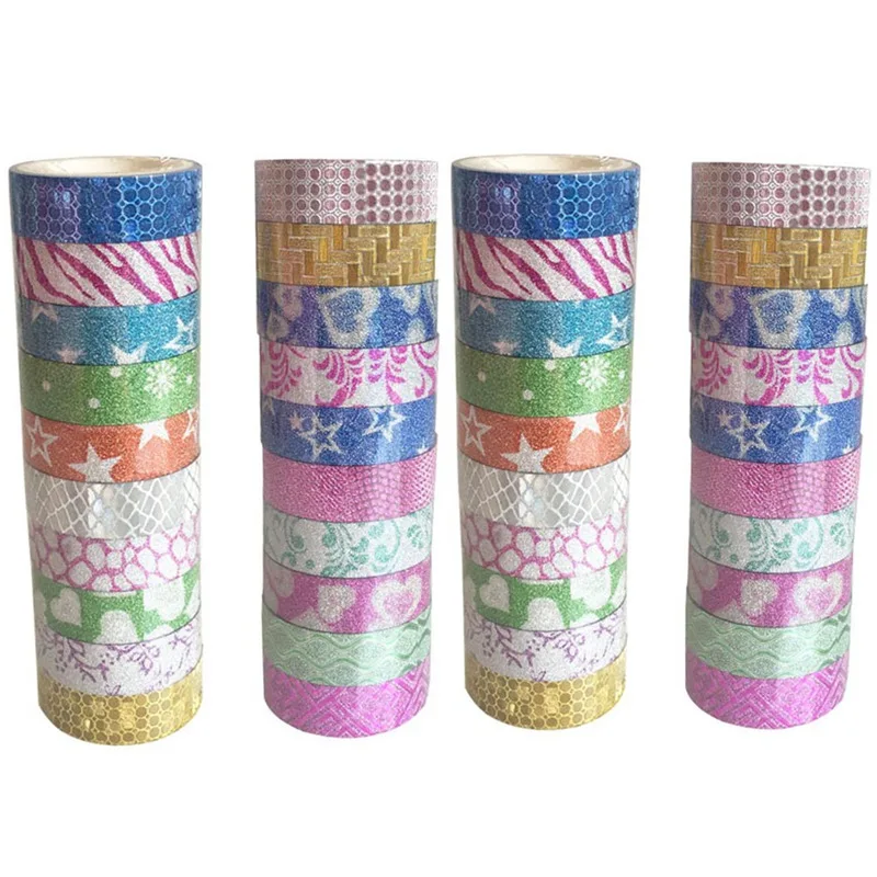 

1pcs Washi Tape Set Glitter Color Japanese Stationery Scrapbooking Decorative Tapes Adhesive Tape