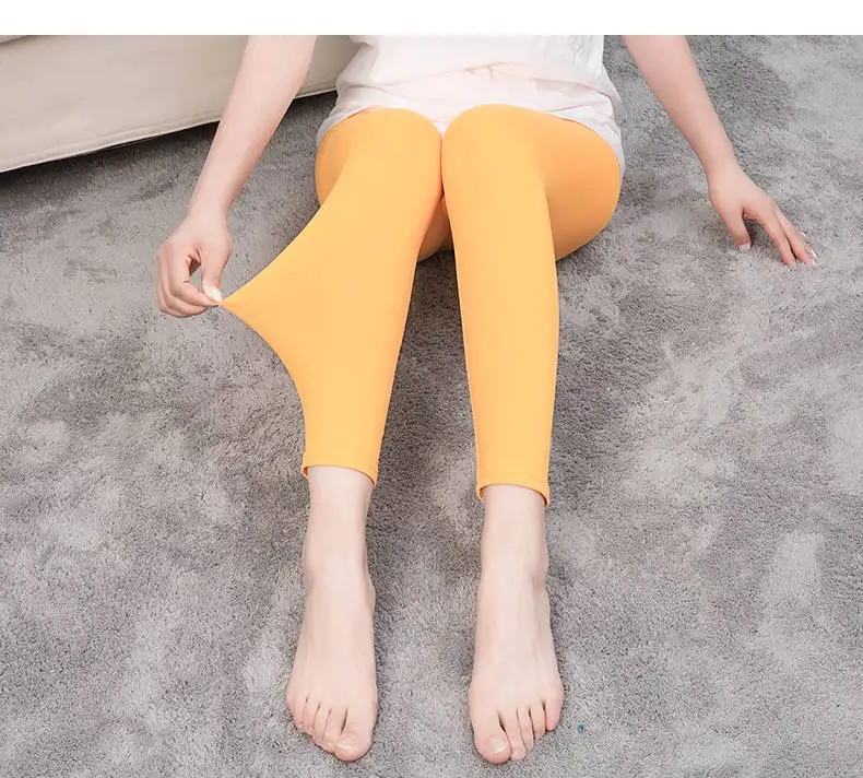 INDJXND Neon Stretch Leggings White High Waist Women Push Up High Waist Female Skinny Pencil Pants Candy Color Summer Leggings leggings