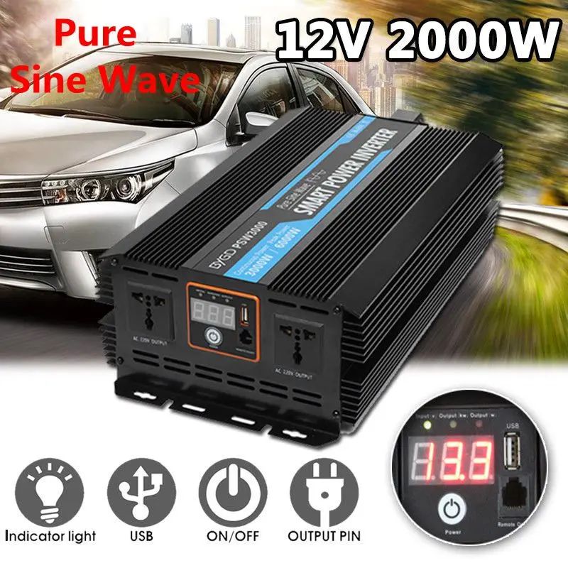 

4000W Car Inverter AC 12V To 220V Car Voltage Power Converter DC 12V to AC 220V Modified Sine Wave Household DIY