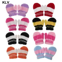 Милая одежда для детей и малышей, теплые зимние перчатки для мальчиков и девочек, вязаные варежки с радугой для малышей