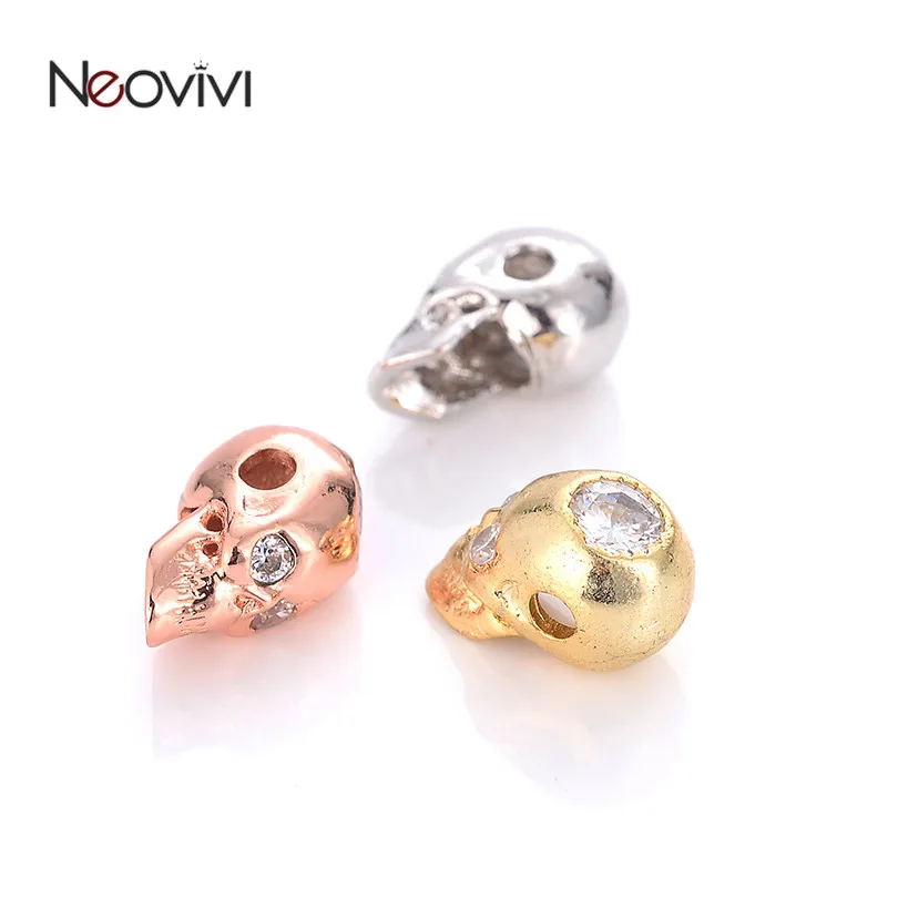 

Neovivi Skull Beads for Jewelry Making Pave Cubic Zircon Charms Bead Bracelets Connectors Necklace DIY Handmade Accessories