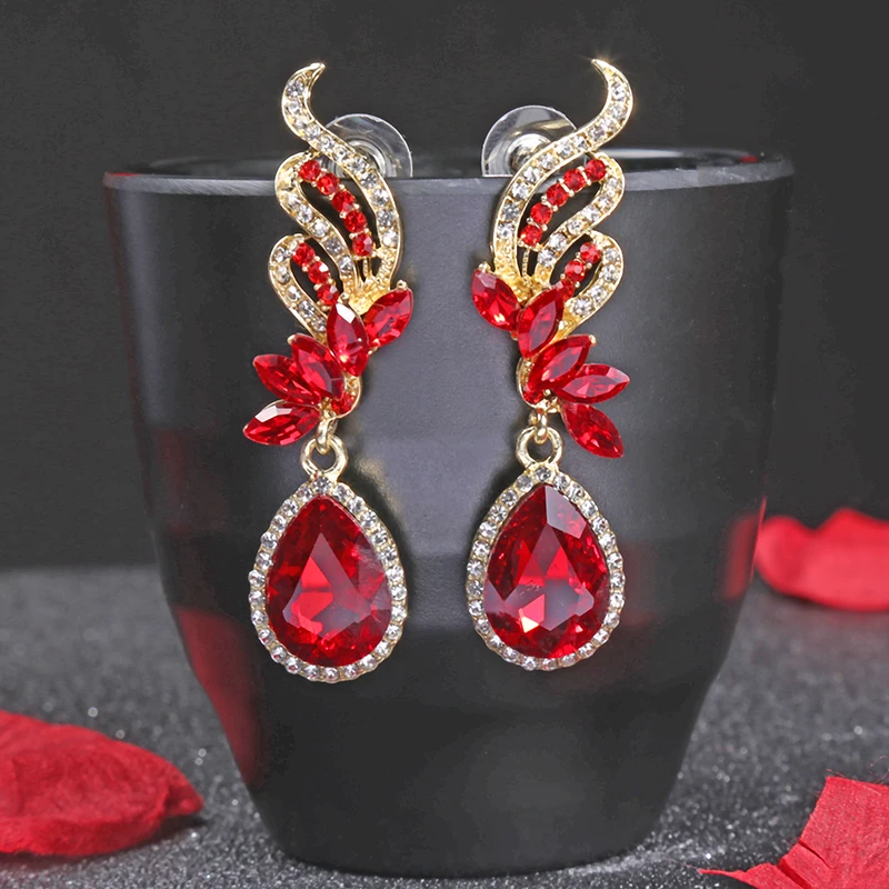 THRWELL Romantic Dangling Phoenix Shape Earrings for Women Shining Jewelry Christmas Gift Water Drop Pendant wedding party | Украшения и