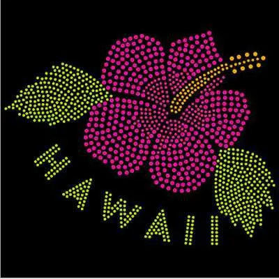 

2pc/lot Hawaii flower design stone Hawaii pattern design hot fix iron on crystal transfers design hot fix rhinestone motif