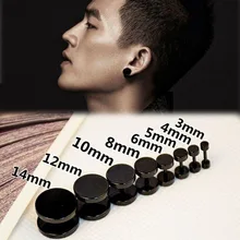 1 шт. новые модные черные готические серьги-штанги из нержавеющей стали, круглые простые мужские серьги-гвоздики, ювелирные изделия, 8 видов стилей, Прямая