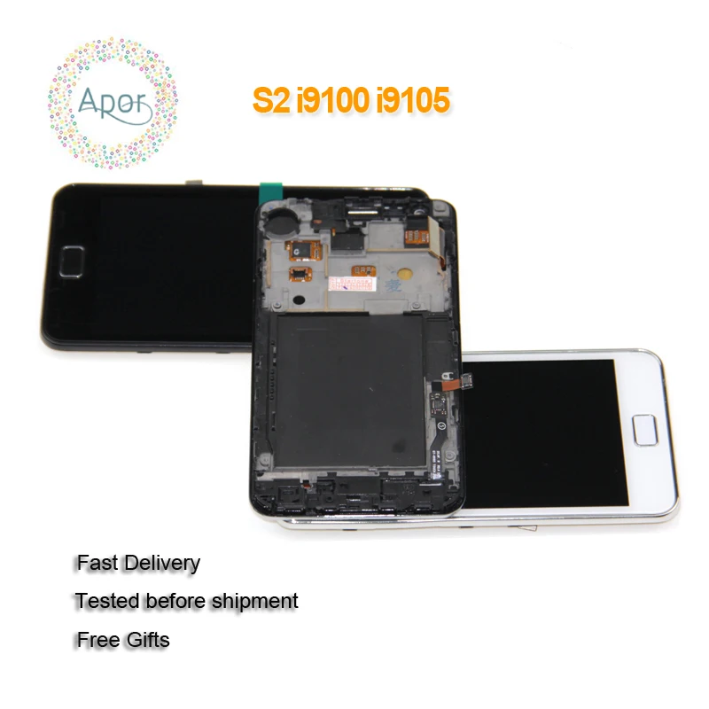 Запасные части для samsung Galaxy S2 i9100 i9105 ЖК-дисплей + сенсорный экран в сборе 100%