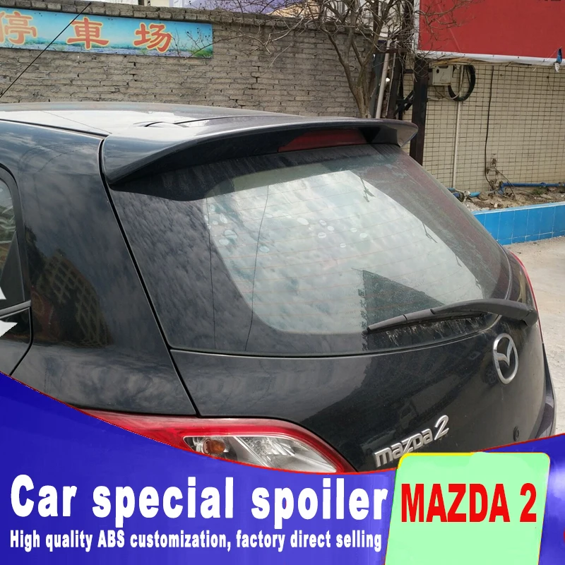 

Easy punch installation ABS material high quality rear window trunk spoiler for Mazda 2 spoilers by primer or black white paint