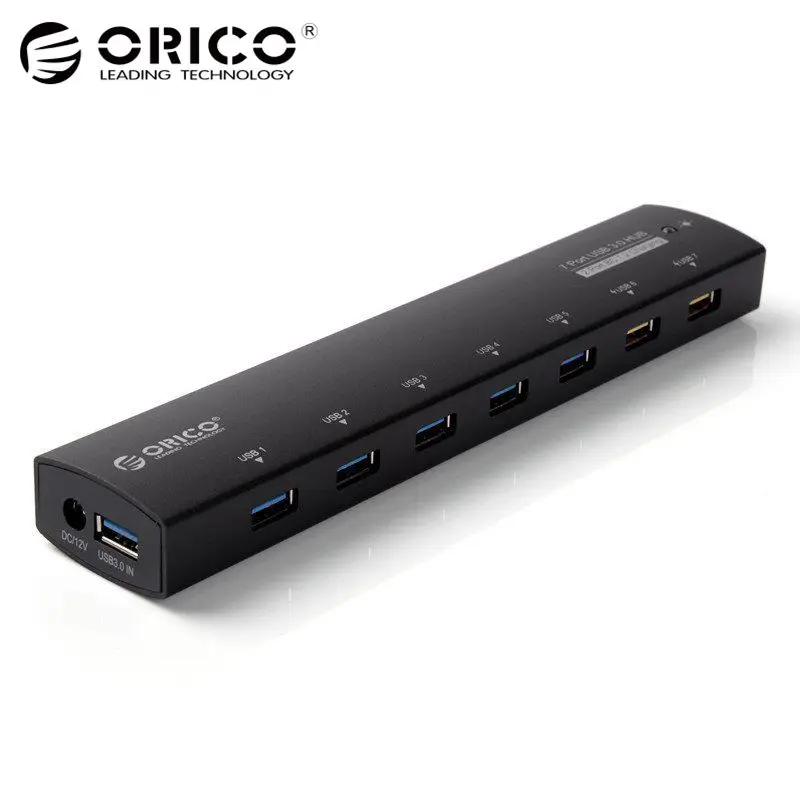 

ORICO 3.0 USB HUB 7 Ports Super Speed Power Adapter 2 BC1.2 Charging Port for Windows XP Vista 7 8 Linux Mac OS iMac MacBook PC