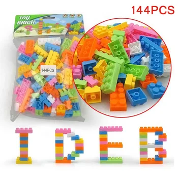 

144pcs Fun Plastic Blocks Building Blocks Self-Locking Bricks Children Kids Educational Toy Gift New 88 FJ88