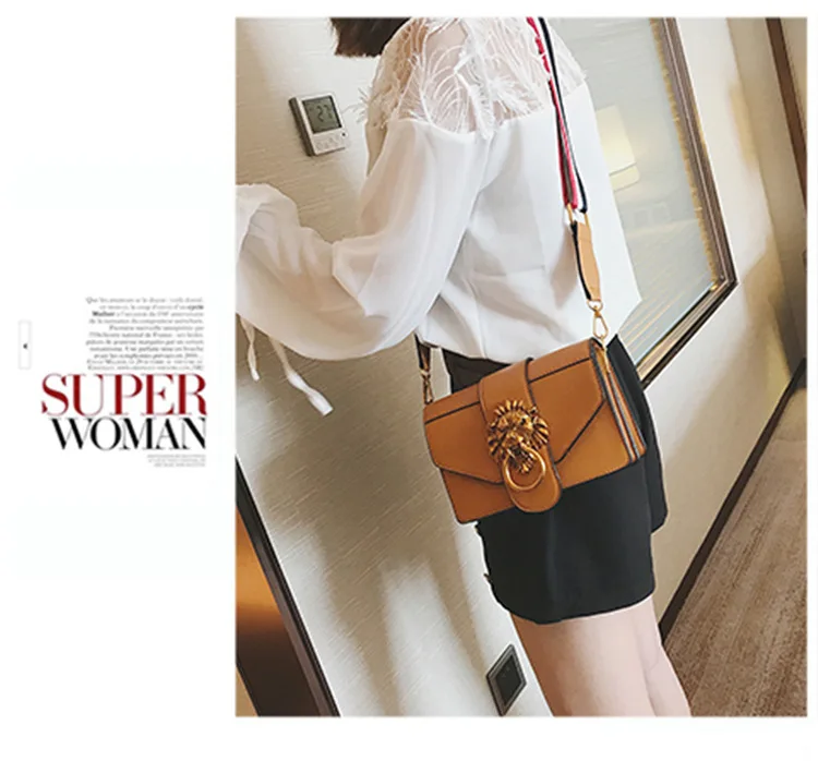 Women Lion Handbag Designer Flap Crossbody Bags Female Famous Brand Fashion Shoulder Bag Wide Strap Lion Head Handbag And Purse (17)
