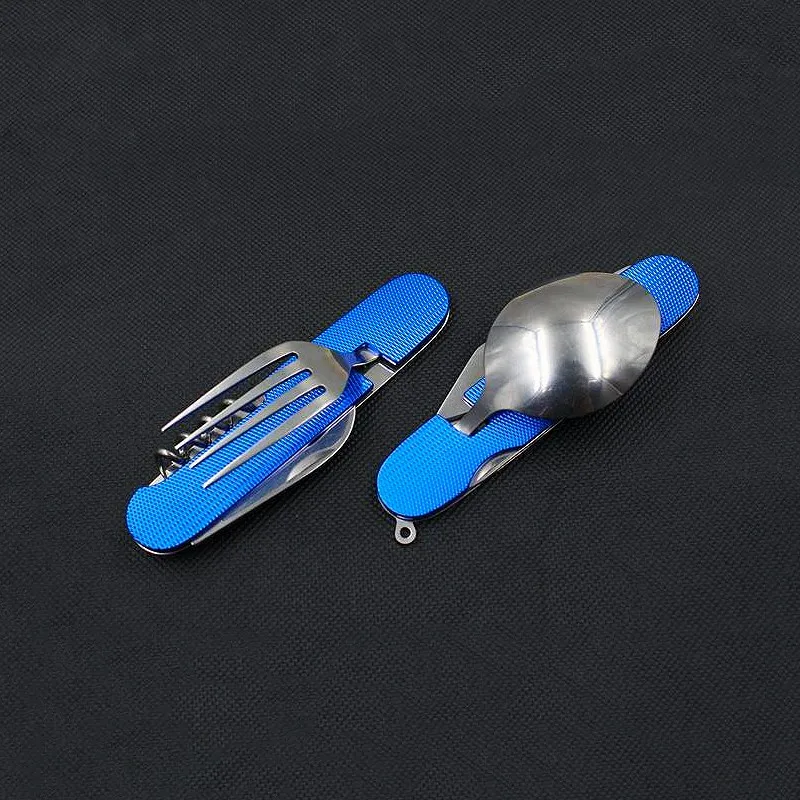 Outdoor Tableware Camping Folding Spoon Fork Knife Set Portable Travel Hiking Stainless Steel Pocket Picnic Spoon Fork Knife