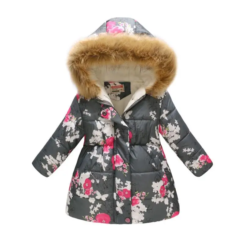 Г., лидер продаж, длинные зимние куртки для девочек пальто с принтом Одежда с хлопковой подкладкой Детский костюм, верхняя одежда для детей от 3 до 10 лет - Цвет: Picture color