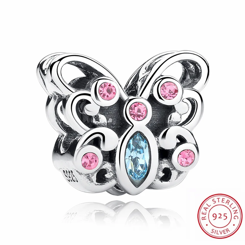 

Butterfly Beads Charms With Authentic 925 Sterling Silver Fit Original Charm Bracelet Beads Silver Fine Jewelry Gift for Women