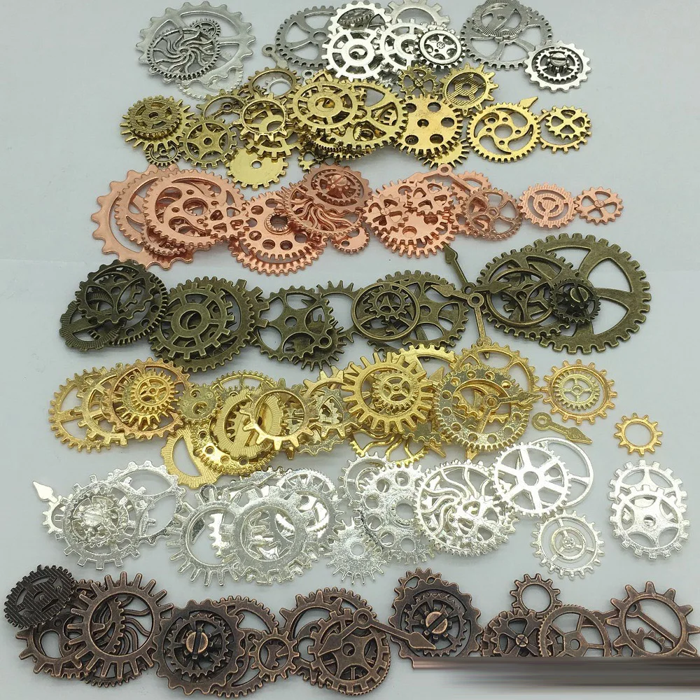 Mixed 50gBag Vintage Metal Steampunk Gear Charms Pendants (3)