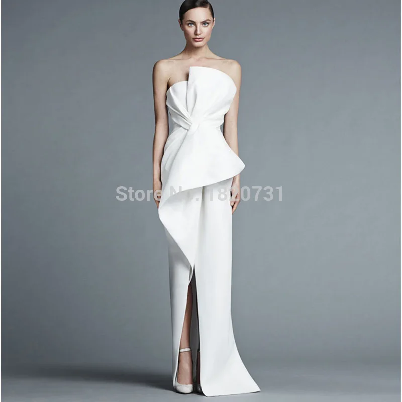 Уникальные Белые вечерние платья без бретелек, длинное атласное модное вечернее платье с высоким разрезом, женские вечерние платья, вечерние платья - Цвет: same as pic