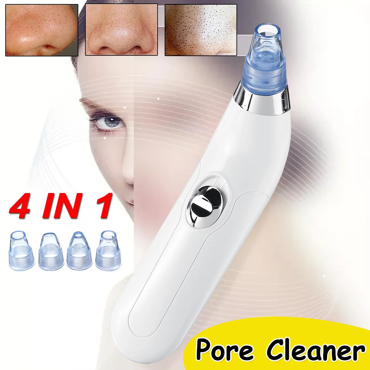

Electric Blackhead Remover Skin Care Pore Vacuum Acne Pimple Removal Vacuum Suction Tool Facial Face Clean with 4 varies adapter