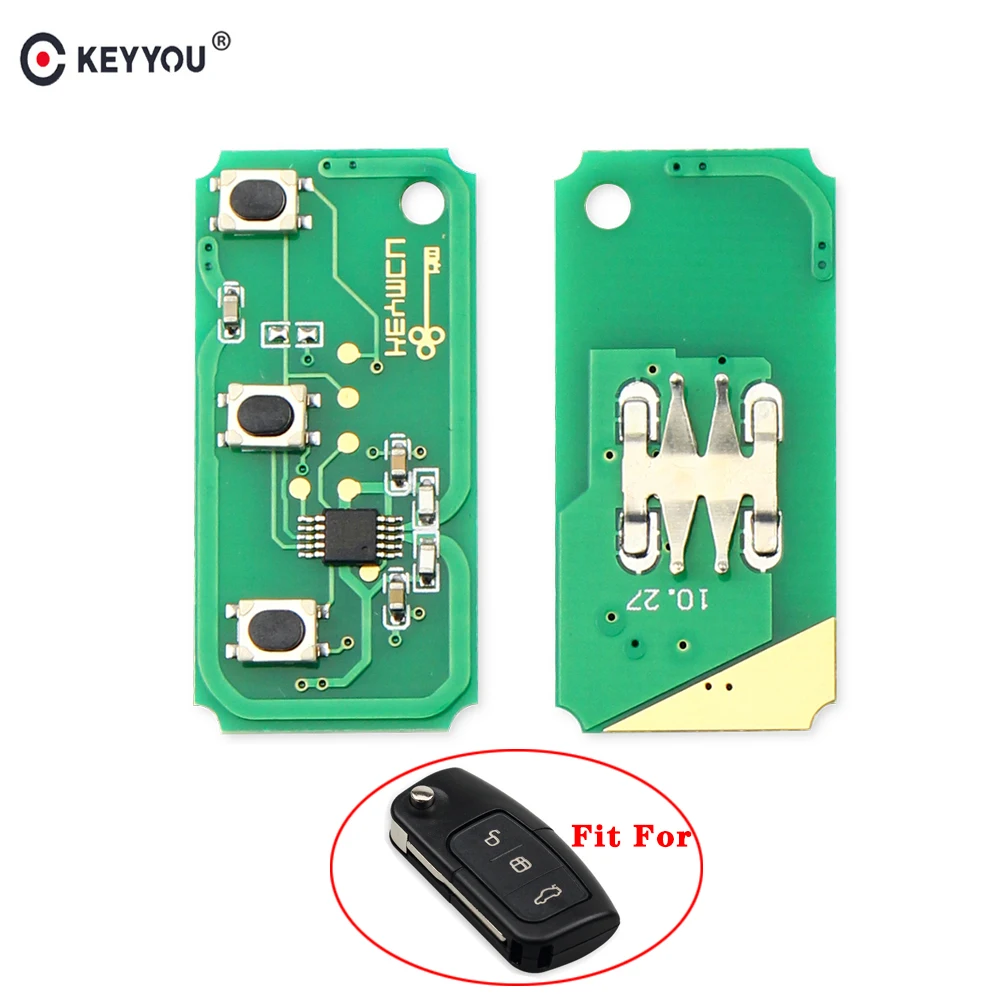 KEYYOU 433 МГц 3 кнопки дистанционного ключа электронная плата для Ford Focus 2 3 Mondeo Fiesta C Max S Max Galaxy